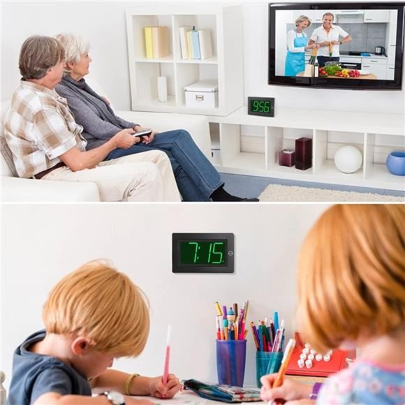 Alarm Clock, Wall Clock, Digital Clock, 3" LED Digit Display, Battery Operated - Picture 6 of 6